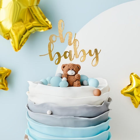 Tortentopper Oh baby, 25 cm, golden PartyDeco 2