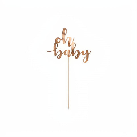 Tortentopper Oh baby, 25 cm, roségold PartyDeco 1