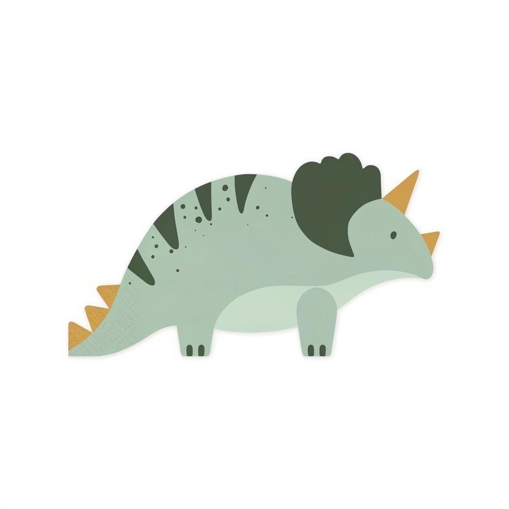 Triceratops-Servietten, 18x10 cm, Farbenmix PartyDeco 1