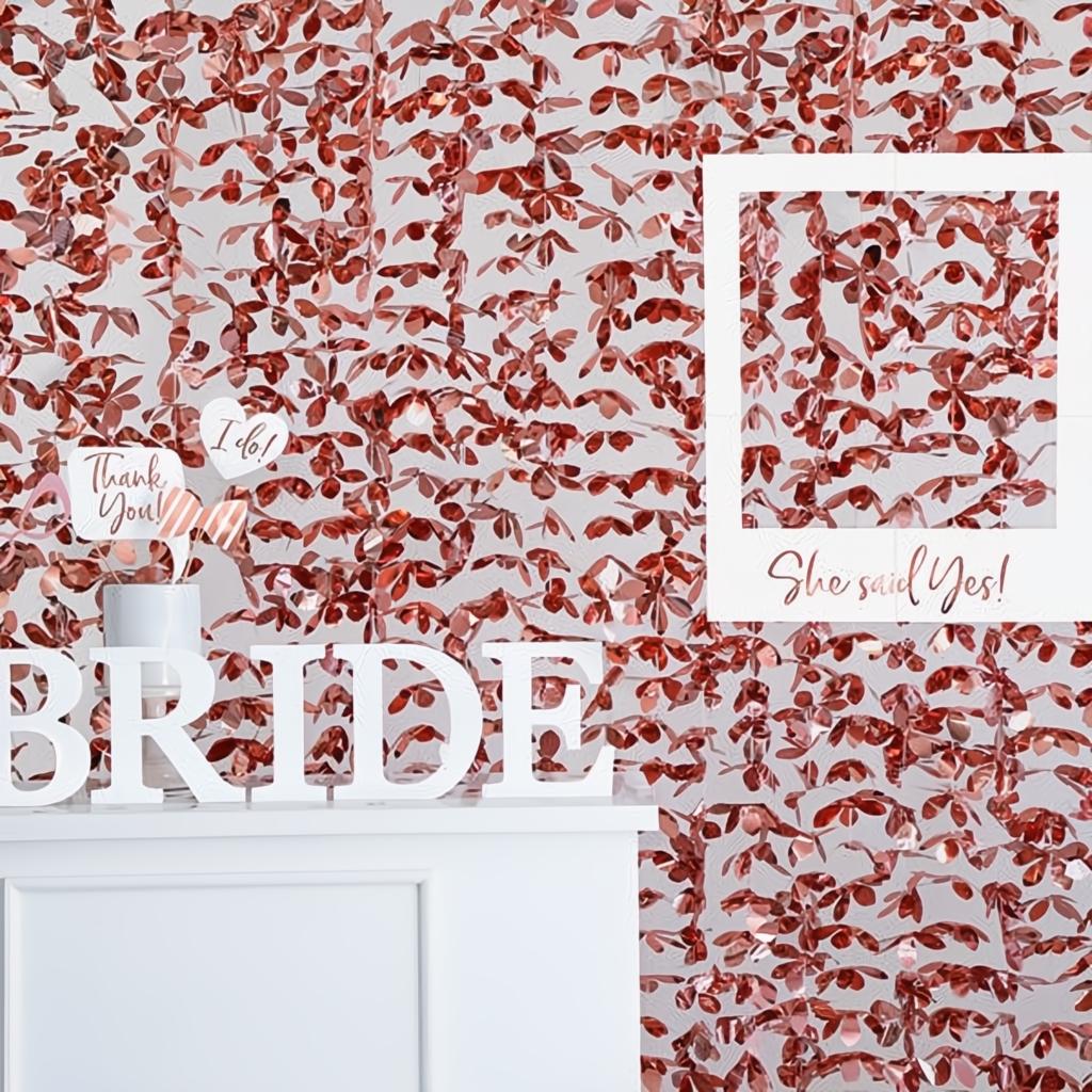 Vorhang - Blumen, roségold, 100x210cm PartyDeco 2