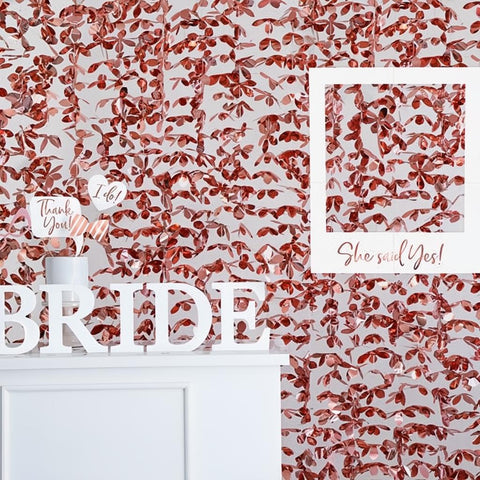 Vorhang - Blumen, roségold, 100x210cm PartyDeco 2