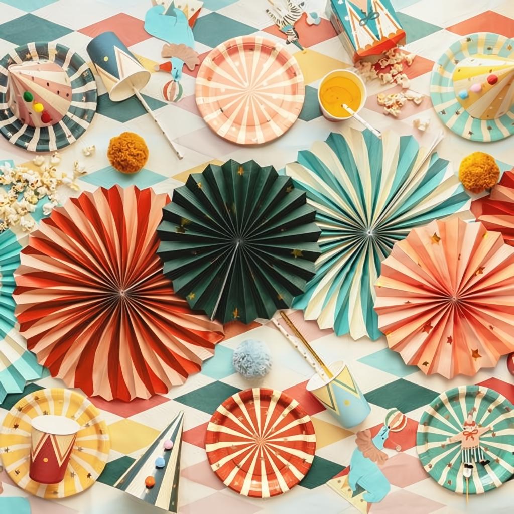 Zirkusstreifen Teller, 18x18 cm PartyDeco 4